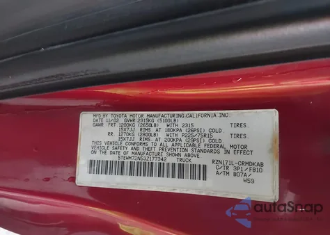 2003 Toyota Tacoma z USA, uszkodzony, nr VIN 5TEWM72N53Z177342